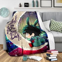 Anime Deku My Hero Academia Anime Love You To The Moon Galaxy Premium Fleece Sherpa Blanket Perfect Gifts For Family On Christmas