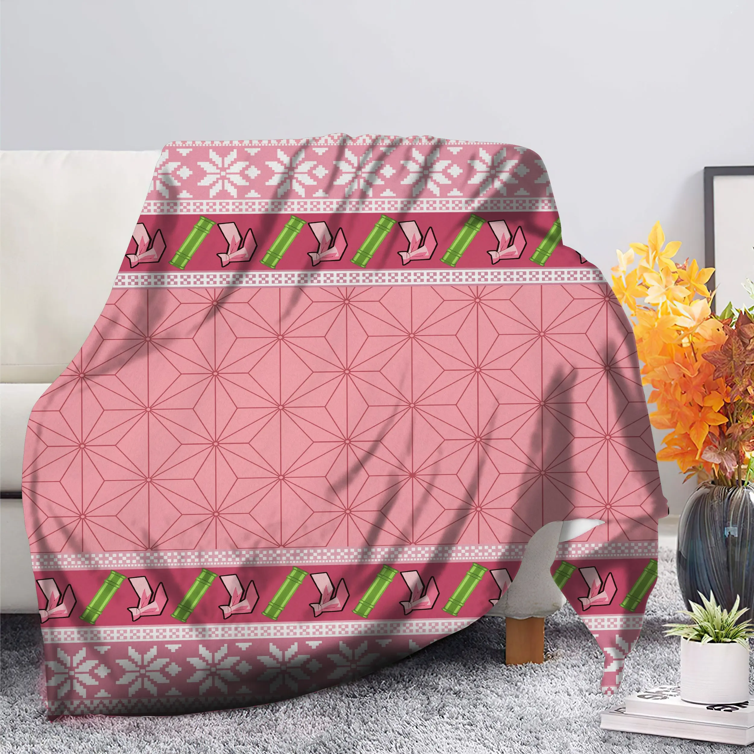 Anime Demon Slayer Nezuko Christmas Premium Fleece Sherpa Blanket Perfect Gifts For Family On Christmas