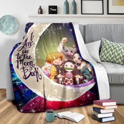 Anime Demond Slayer Team Love You To The Moon Galaxy Premium Fleece Sherpa Blanket Perfect Gifts For Family On Christmas
