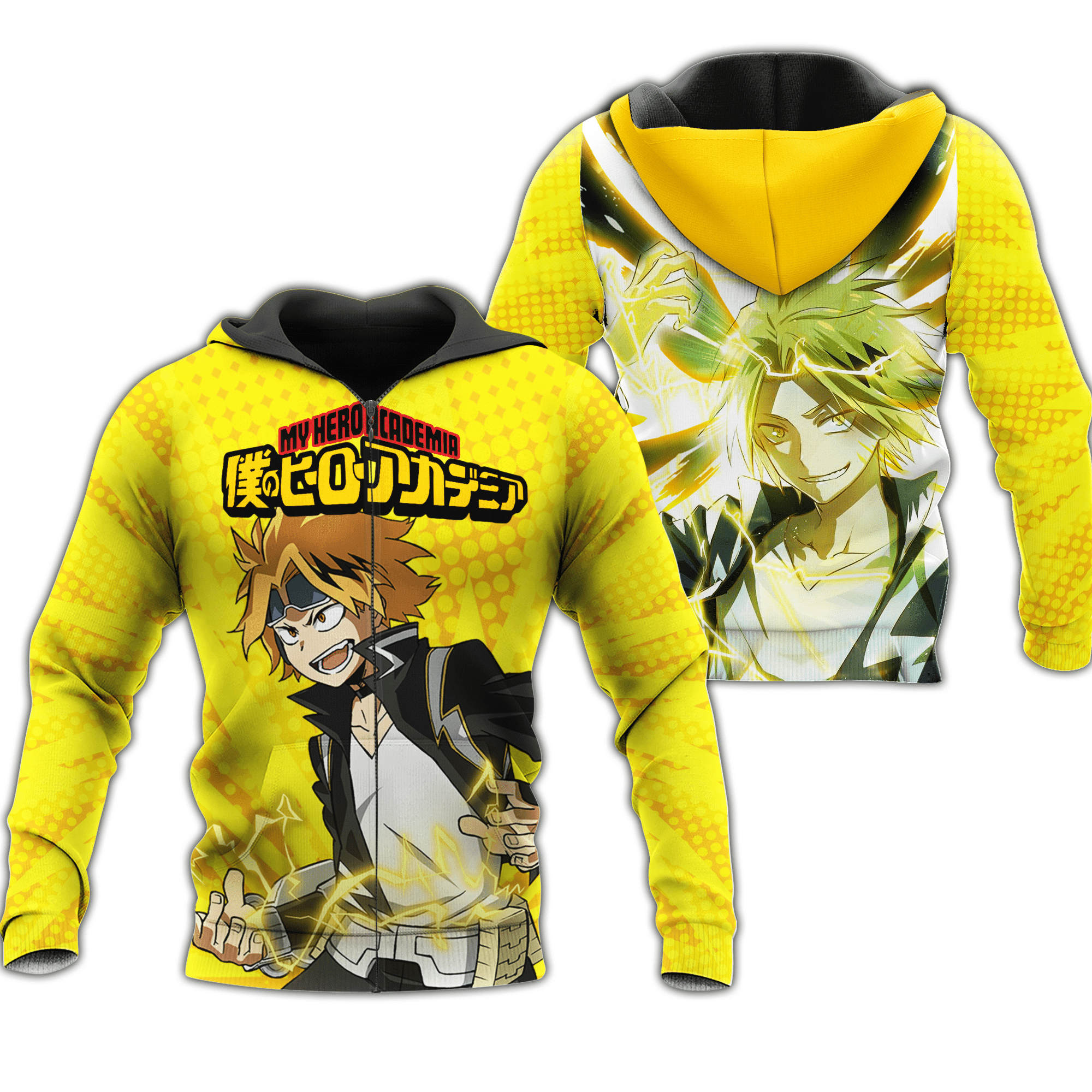 Anime Denki Kaminari Zip Hoodie Anime Shirts Perfect And Unique Gifts For Otaku Anime Fans On Christmas