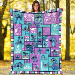 Movie Disney Lilo And Stitch Ohana Is Family Custom Name Fleece Sherpa Blanket Perfect Gifts For Family On Christmas