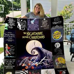 Movie Disney Nightmare Before Christmas Jack Skellington And Sally Fleece Sherpa Blanket Perfect Gifts For Family On Christmas