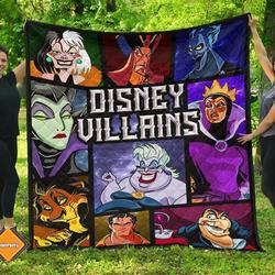 Movie Disney Villains Bedding Decor Fleece Sherpa Blanket Perfect And Unique Gifts For Family On Christmas Holiday