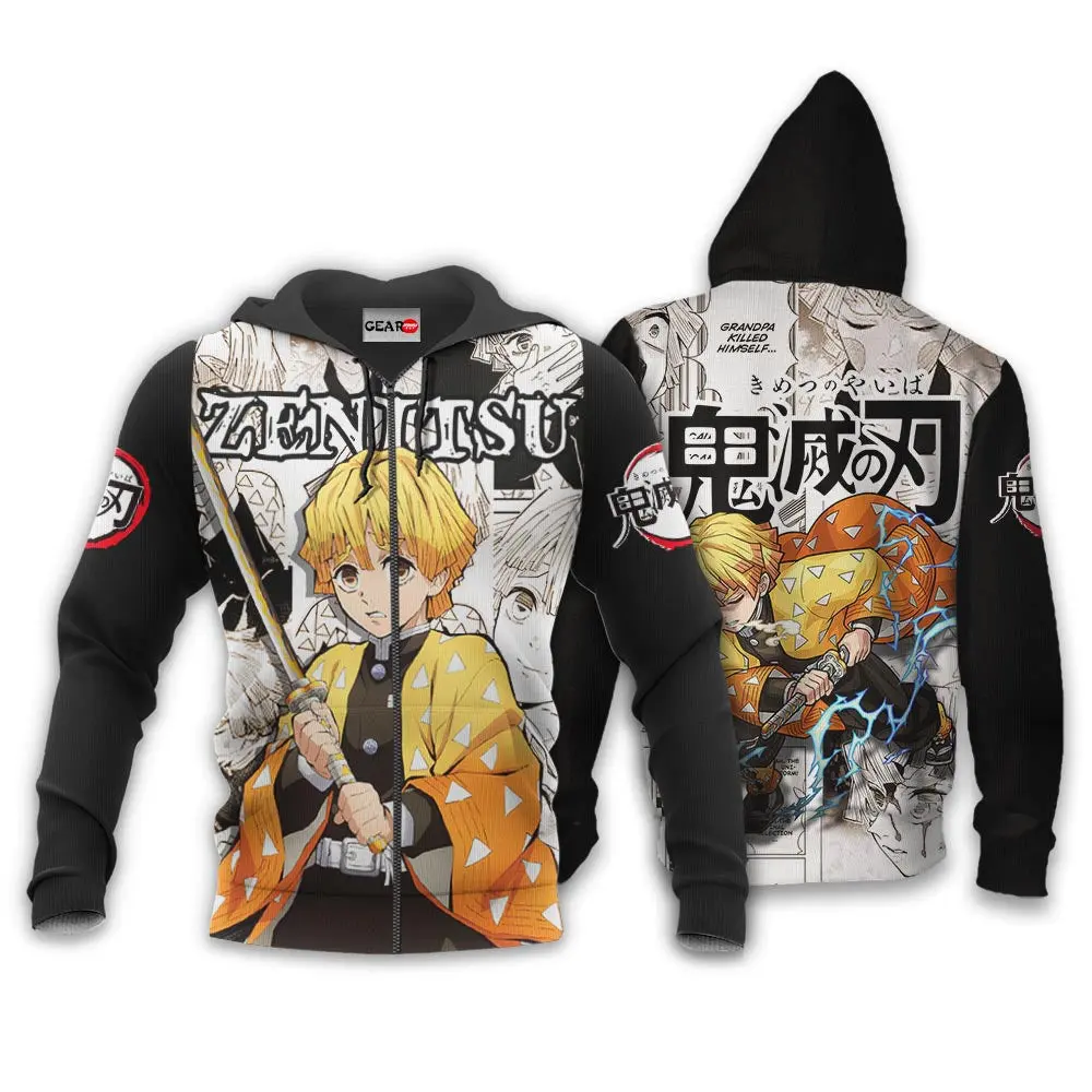 Anime Zenitsu Hoodie Custom Anime Manga Style Perfect And Unique Gifts For Otaku Anime Fans On Christmas