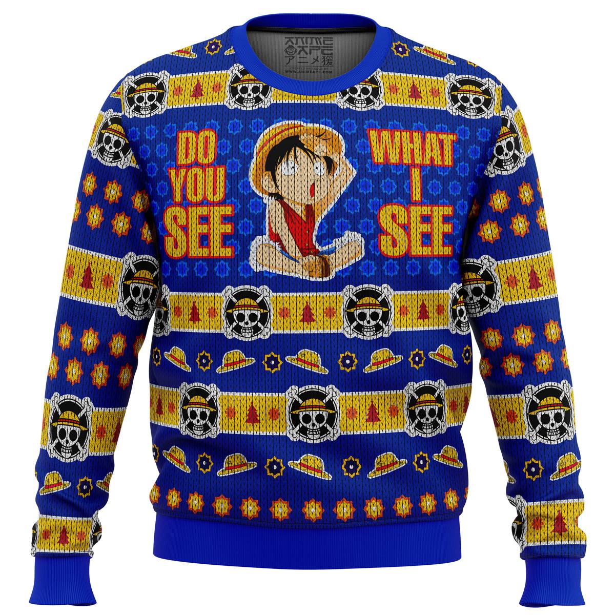 Do You See What I See Monkey D Luffy One Piece Ugly Christmas Sweater Perfect And Unique Gifts For Adults Kids On Christmas