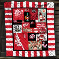 Dr Pepper Fans Quilt Fleece Sherpa Blanket Perfect And Unique Gifts For Family On Christmas