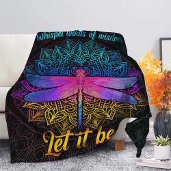 Anime Dragonfly Mandala Let It Be Premium Fleece Sherpa Blanket Perfect Gifts For Family On Christmas