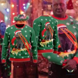 Drax Pizza Cat With Laser Eyes The Guardians Of Galaxy Ugly Christmas Sweater Perfect And Unique Gifts For Adults Kid On Christmas