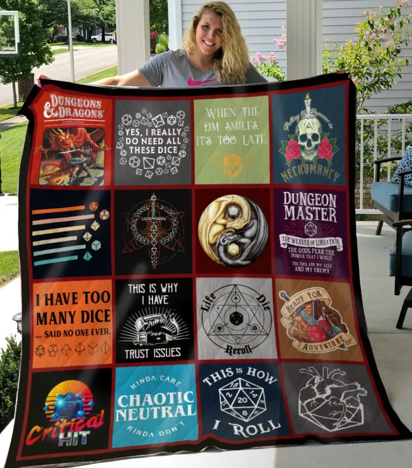Movie Dungeons And Dragons DnD Game Quilt Fleece Sherpa Blanket Perfect Gifts For Family On Christmas