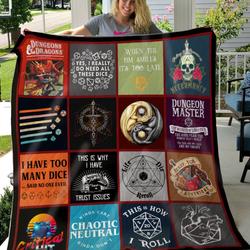 Movie Dungeons And Dragons DnD Game Quilt Fleece Sherpa Blanket Perfect Gifts For Family On Christmas