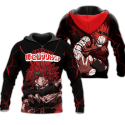 Anime Eijiro Kirishima Zip Hoodie Anime Shirt Fan Gift HA06 Perfect And Unique Gifts For Otaku Anime Fans On Christmas