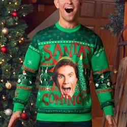 Elf Santa's Coming Santa Is Ugly Christmas Sweater Gifts Perfect And Unique Gifts For Adults Kids On Christmas