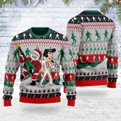 Elvis And Santa Claus King Of Rock Roll Sweater Matching Family For Fans Perfect And Unique Gifts For Adults Kids On Christmas