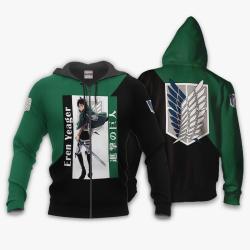 Anime Eren Yeager Hoodie Shirt Attack On Titan Anime Zip Jacket Perfect And Unique Gifts For Otaku Anime Fans On Christmas