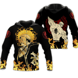 Anime Escanor Zip Hoodie Seven Deadly Sins Anime Shirt Perfect And Unique Gifts For Otaku Anime Fans On Christmas