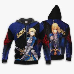 Anime Fate Stay Night Saber Hoodie Shirt Custom Anime Zip Jacket Perfect And Unique Gifts For Otaku Anime Fans On Christmas
