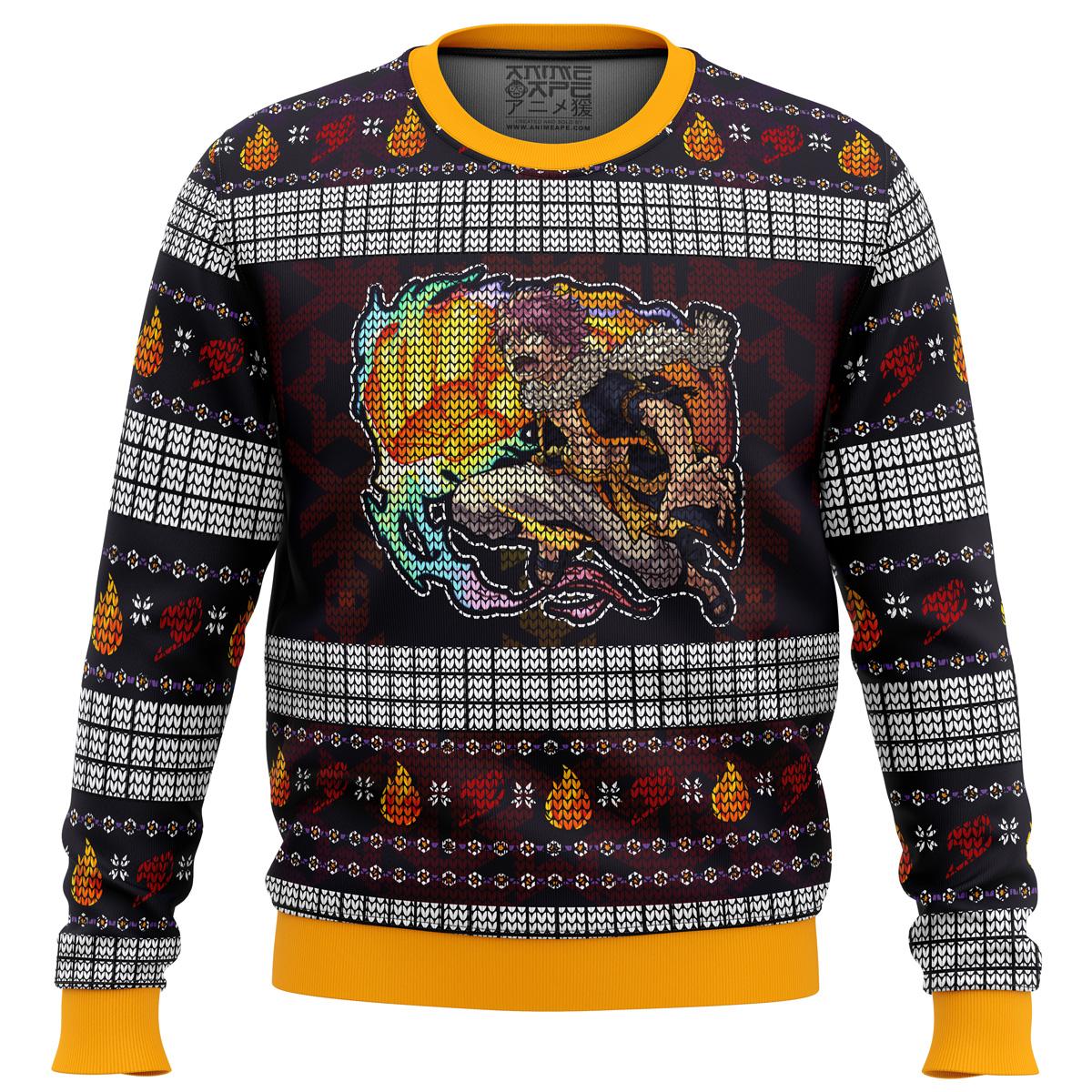 Fire Dragon Iron Fist Dragneel Natsu Fairy Tail Ugly Christmas Sweater Perfect And Unique Gifts For Adults Kids On Christmas