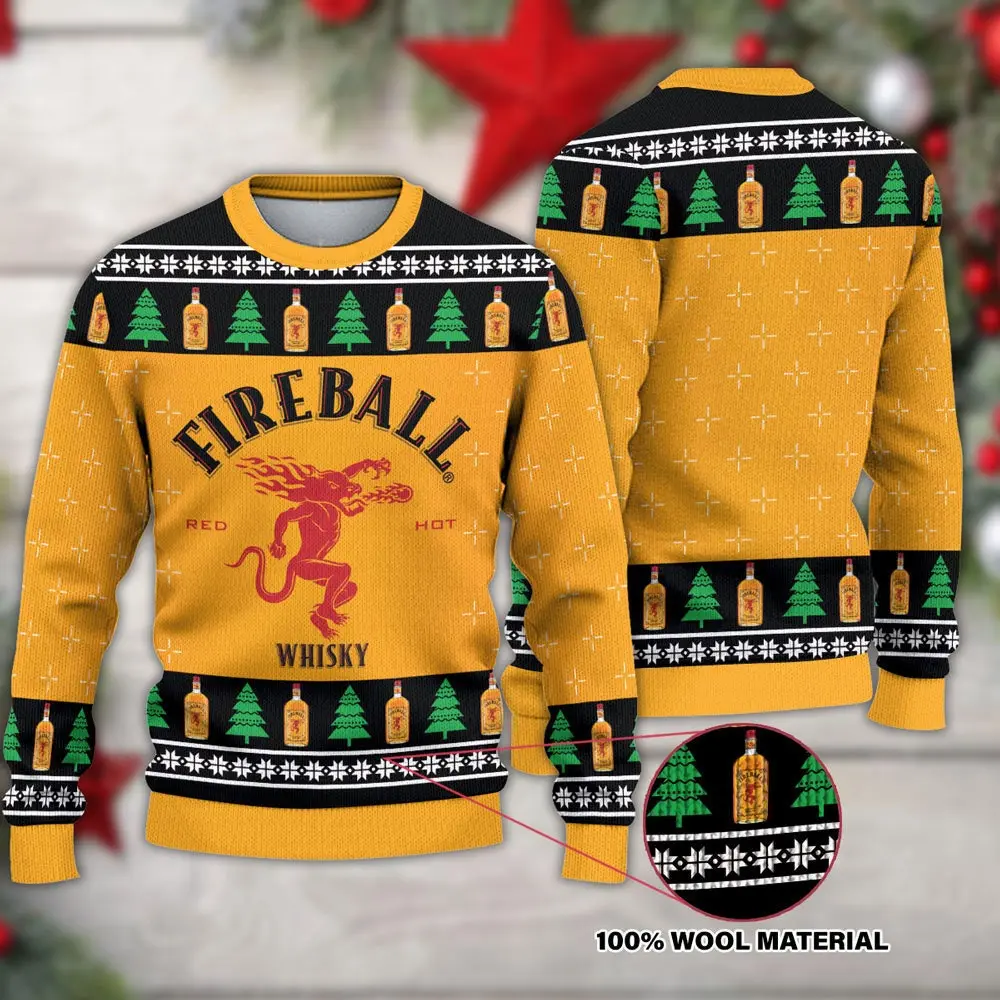 Firebal Whiskey Ugly Christmas Sweater Perfect And Unique Gifts For Adults Kids On Christmas