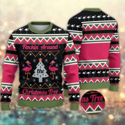Flockin' Around The Christmas Tree Flamingo Ugly Sweater Perfect And Unique Gifts For Adults Kids On Christmas