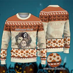 Floral Horror Characters Halloween Sweater Perfect And Unique Gifts For Adults Kids On Christmas