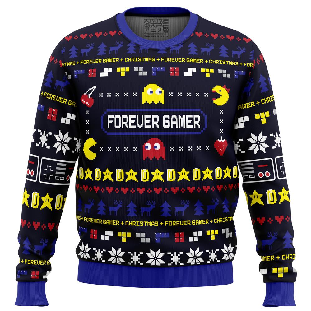 Forever Gamer Christmas Pac-Man Ugly Christmas Sweater Perfect And Unique Gifts For Adults Kids On Christmas