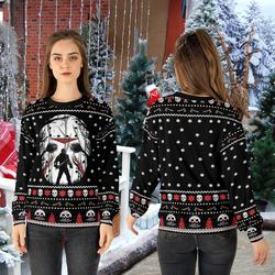 Friday The 13th Horror Movie Michael Myers Jason Vooheers 3D Ugly Christmas Sweater Perfect And Unique Gifts On Christmas
