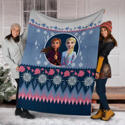Anime Frozen Elsa And Anna Ugly Christmas Custom Fleece Sherpa Blanket Home Decor Perfect Gifts For Family On Christmas