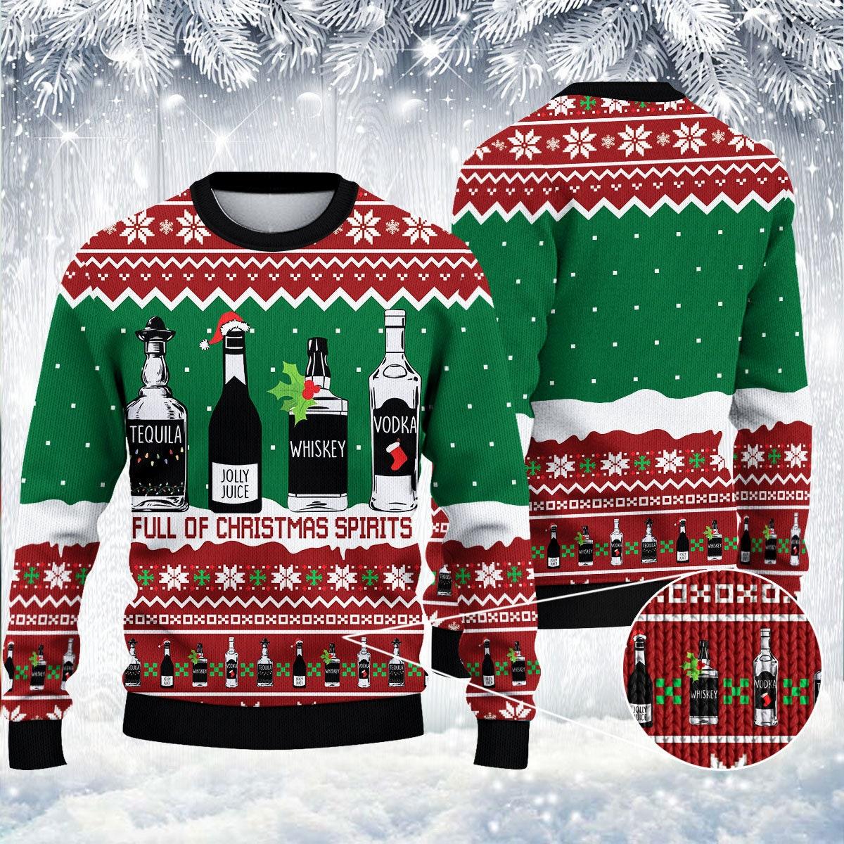 Full Of Christmas Spirit Ugly Sweater Perfect And Unique Gifts For Adults Kids On Christmas