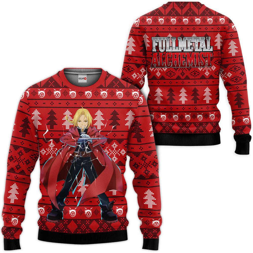 Fullmetal Alchemist Edward Elric Custom Anime Ugly Christmas Sweater Perfect And Unique Gifts For Adults Kids On Christmas