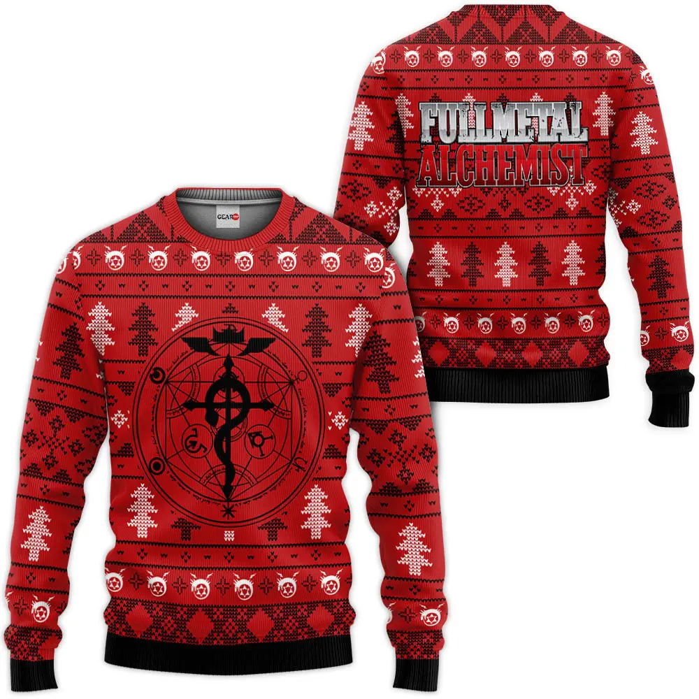Fullmetal Alchemist Ugly Christmas Sweater Custom For Anime Fans Perfect And Unique Gifts For Adults Kids On Christmas