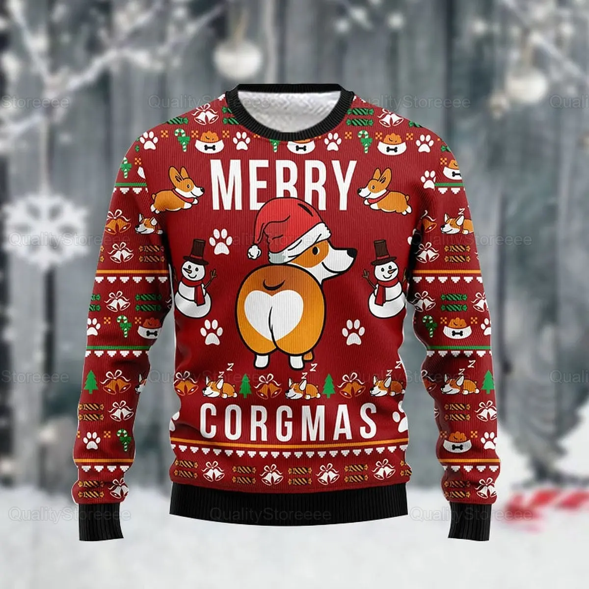 Funny Corgi Merry X-mas Ugly Unisex Dog Lover Sweater Perfect And Unique Gifts For Adults Kids On Christmas