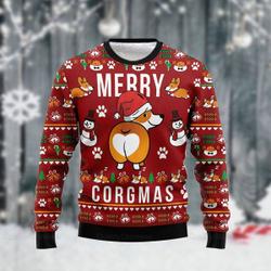Funny Corgi Merry X-mas Ugly Unisex Dog Lover Sweater Perfect And Unique Gifts For Adults Kids On Christmas