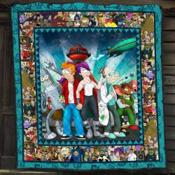 Anime Futurama Characters Quilt Fleece Sherpa Blanket Perfect And Unique Gifts For Family On Christmas