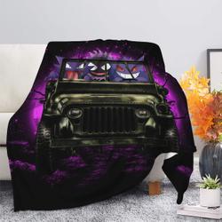 Anime Gengar Pokemon Ghost Halloween Moonlight Jeep Funny Premium Fleece Sherpa Blanket Perfect Gifts For Family On Christmas