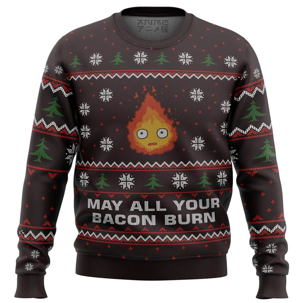 Ghibli May All Your Bacon Burn Ugly Christmas Sweater Perfect And Unique Gifts For Adults Kids On Christmas