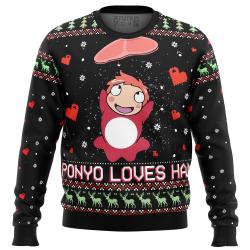 Ghibli Ponyo Loves Ham Ugly Christmas Sweater Perfect And Unique Gifts For Adults Kids On Christmas