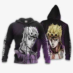 Anime Giorno Giovanna Hoodie JJBAs Anime Jacket Perfect And Unique Gifts For Otaku Anime Fans On Christmas