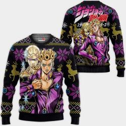 Giorno Giovanna Ugly Christmas Sweater Custom Anime JJBA Xmas Gifts Perfect And Unique Gifts For Adults Kids On Christmas