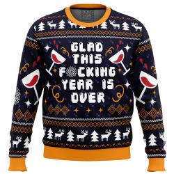 Glad This Fucking Year is Over Pop Culture Ugly Christmas Sweater Perfect And Unique Gifts For Adults Kids On Christmas