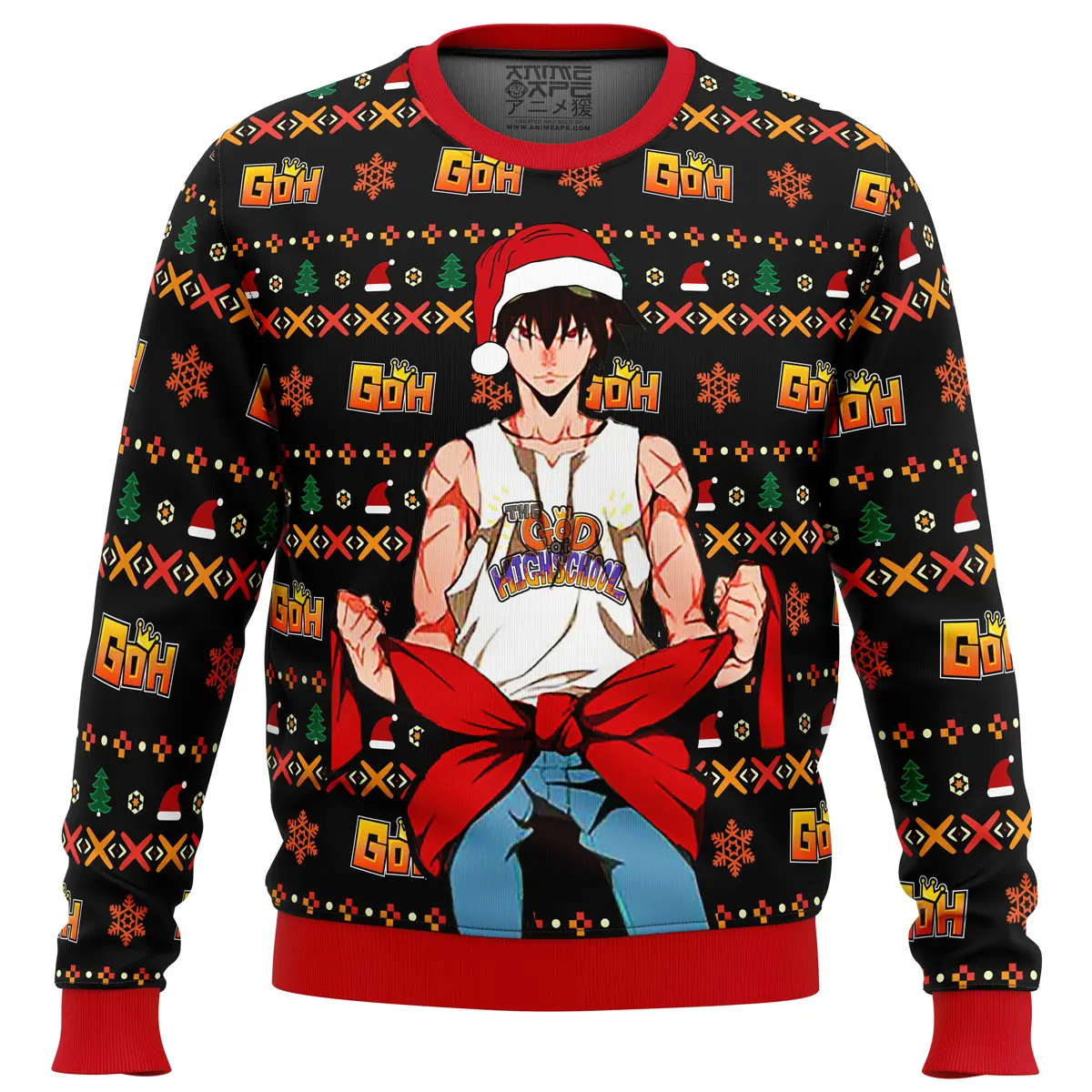 God of High School Santa Jin Mori Ugly Christmas Sweater Perfect And Unique Gifts For Adults Kids On Christmas