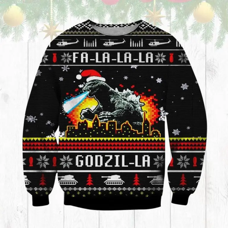 Godzilla FaLaLaLaLa King Of Monster Ugly Christmas Sweater Perfect And Unique Gifts For Adults Kids On Christmas