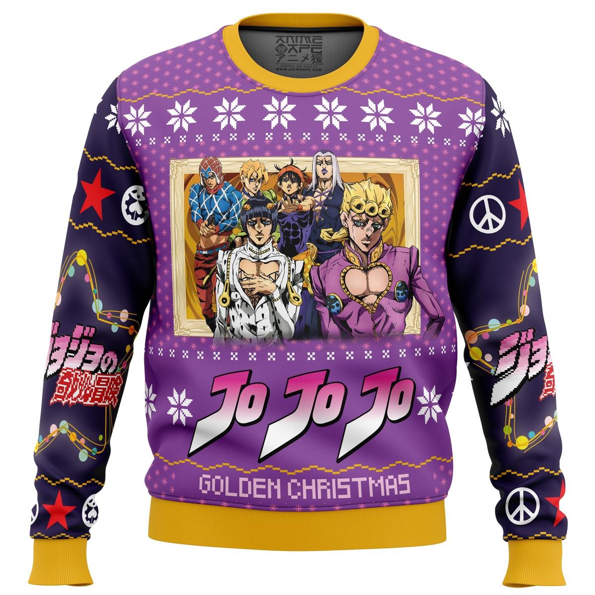Golden Christmas Jojo's Bizarre Adventure Ugly Christmas Sweater Perfect And Unique Gifts For Adults Kids On Christmas