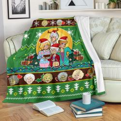 Music Green Golden Girls Christmas Fleece Sherpa Blanket Amazing Gift Idea Perfect Gifts For Family On Christmas