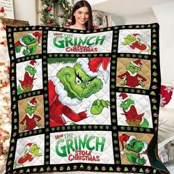 Anime Grinch Christmas Fleece Sherpa Blanket Quilt Perfect And Unique Gifts For Family On Christmas