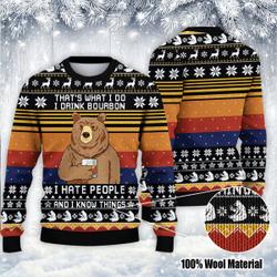 Grumpy Bear That's What I Do Drink Whiskey Lover Sweater Perfect And Unique Gifts For Adults Kids On Christmas