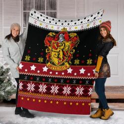 Movie Gryffindor Art Ugly Christmas Custom Fleece Sherpa Blanket Home Decor Perfect Gifts For Family On Christmas