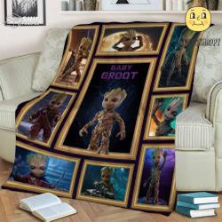 Movie Guardians Of The Baby Groot Quilt Fleece Sherpa Blanket Perfect Gifts For Family On Christmas