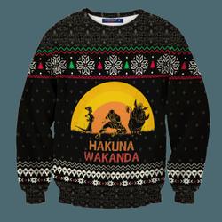 Hakuna Wakanda Christmas Wool Ugly Sweatshirt Sweater Perfect And Unique Gifts For Adults Kids On Christmas