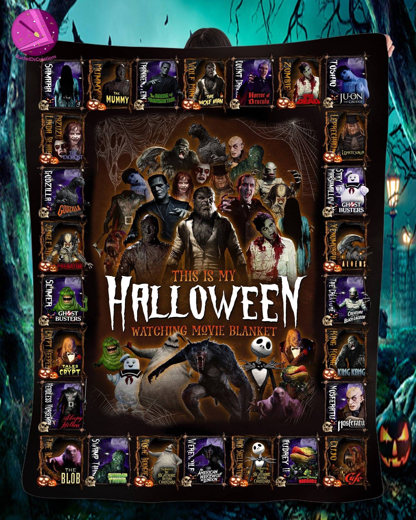 Movie Halloween Watching Movie Fleece Sherpa Blanket Perfect And Unique Gifts For Family On Christmas