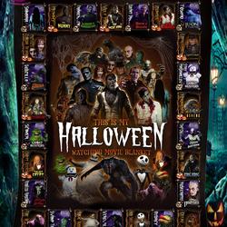 Movie Halloween Watching Movie Fleece Sherpa Blanket Perfect And Unique Gifts For Family On Christmas